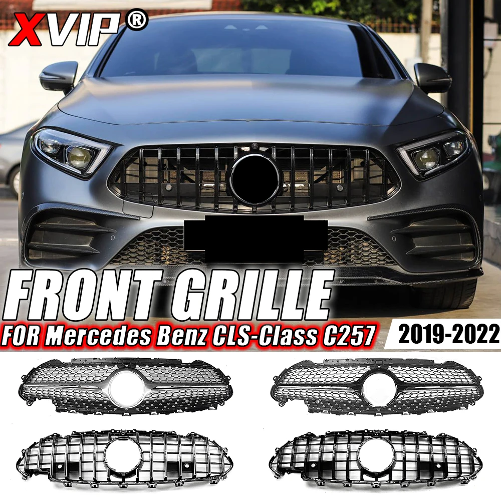 

XVIP Chrome Silver Diamonds Style Front Racing Grille For Mercedes Benz CLS-Class C257 CLS450 CLS53 AMG 2019-2022 Bumper Grilles