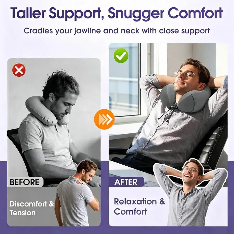 Travel Neck Pillows For Airplanes Memory Foam Neck Pillow For Traveling Adjustable Travel Pillow For Sleeping,Travel Neck Pillow