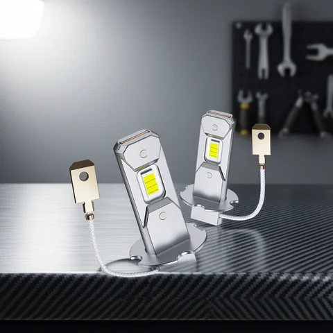 2Pcs AUXITO H3 LED Bulb Fog Lights No Fan Mini Auto Lamp DRL Daytime Running Light 1:1 Size 6500K White 3000K Yellow 12V Canbus