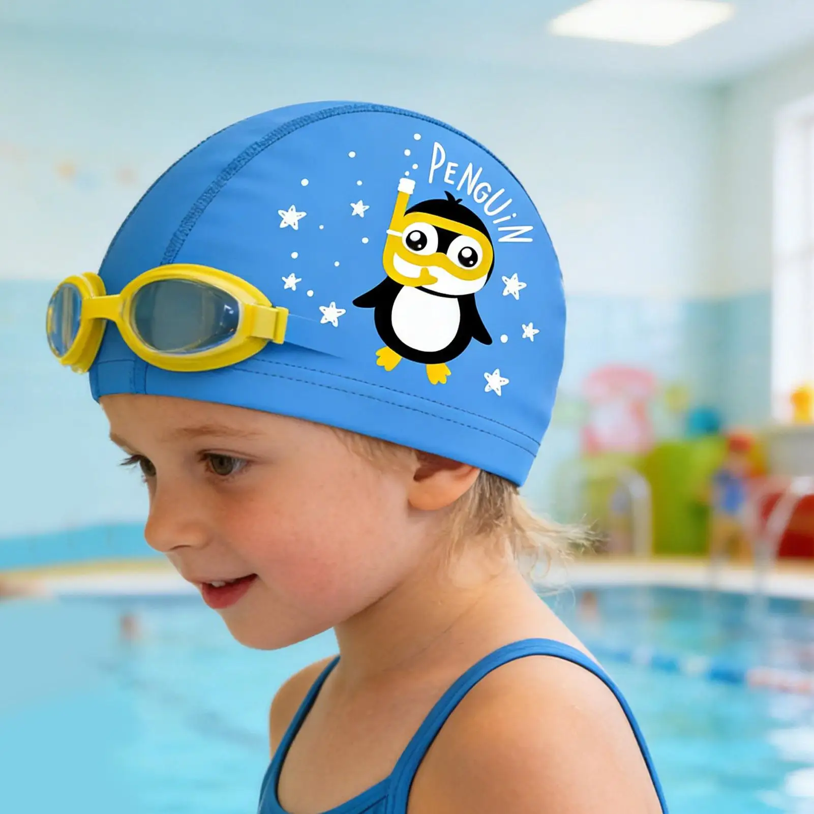 

Swimming Caps Cartoon Cute Waterproof High Elastic Ear Protection Swimming Hat For Children Adult Swimming Accessories ﻿