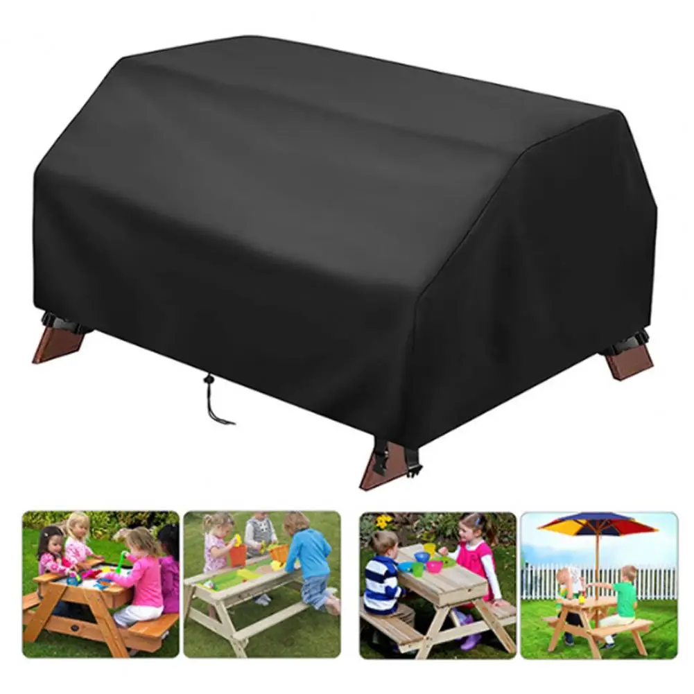 Windproof Outdoor Table Protector Waterproof Picnic Play Table Cover with Drawstring Sand Water Outdoor Table Cover for Kids Age