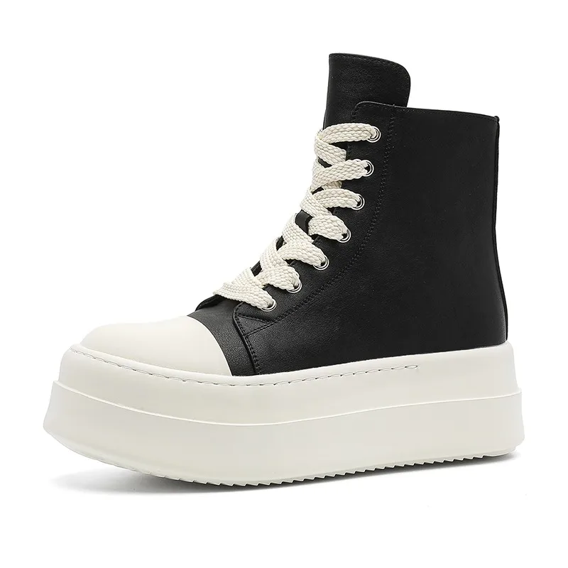 

Brand Black High Top Men's and Women's Shoes Fashion Designer Women's Canvas Sports Shoes Ankle Boots Zipper Thick Soled