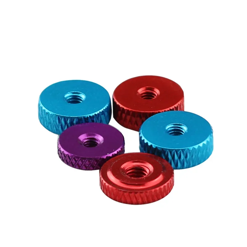 컬러풀 소형 스텝 널링 핸드 너트, 알루미늄 합금 양극산화 얇은 너트, M3, M4, M5, M6, M8, M10, 1 개, 2 개