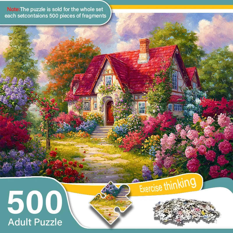 500 قطعة من صندوق الألغاز الصغير للبالغين بتصميم كوخ الحديقة - مقاوم للخدش، مستوى صعوبة عالي للكبار، أدخل عائلي #1