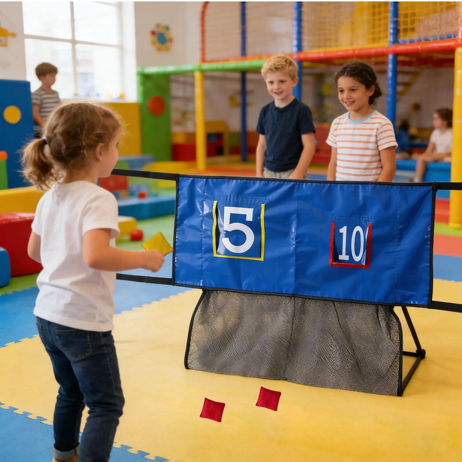 Throwing Net Funny Sandbag Tossing Games Trampoline Tossing Target For Kid Boys Girls Children Garden Yard Backyard Grass Lawn