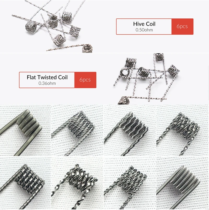 لفائف القراصنة المصنوعة مسبقًا ، أداة A1 ، مزيج لفائف ملتوية لخلية RDA RBA Atomiz ، خلية النمر الرباعية الغريبة ، 48