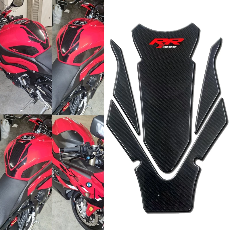

3D Carbon Fiber Motorcycle Fuel Tank Pad Cover Protector Decal Stickers For BMW S1000RR S1000 RR 2019-2023