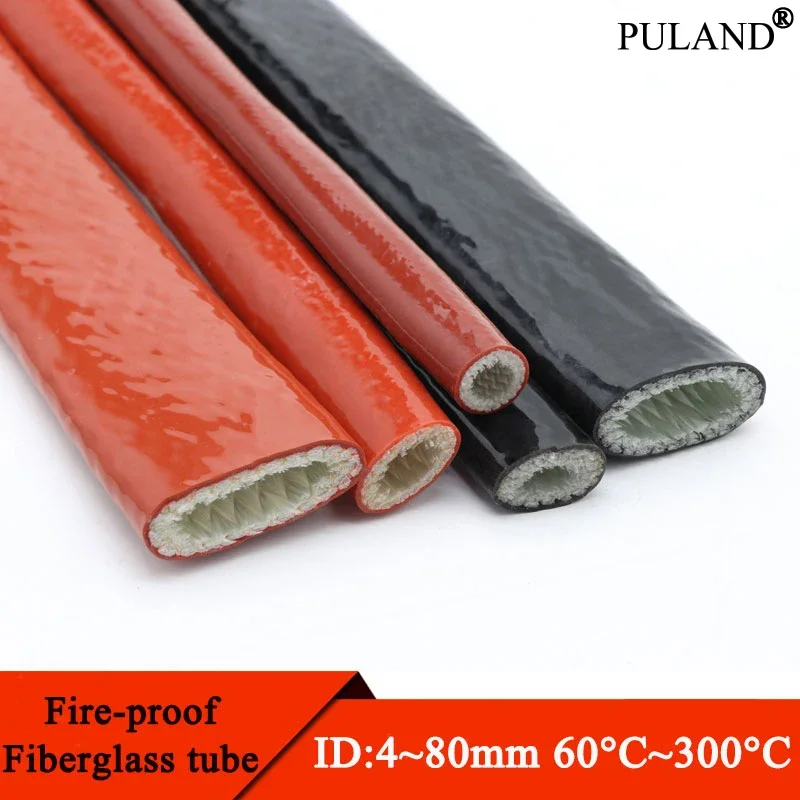 High Temperature Resistant Fiberglass Tube Silicone Resin Coated Glass Fiber Braided Fireproof Sleeve Fire Retardant Casing Pipe