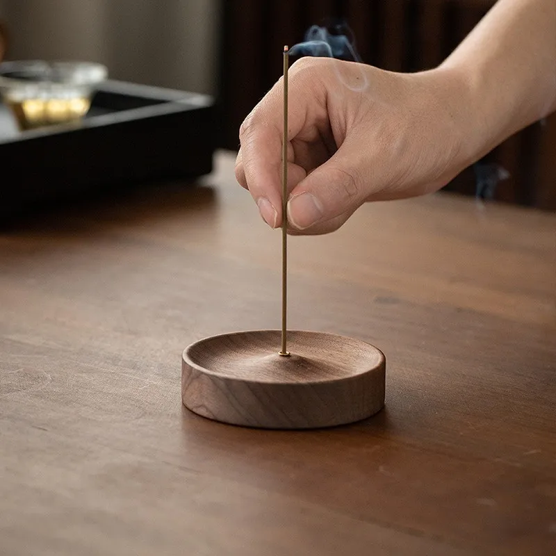 Räucherstäbchen aus massivem Holz, handgefertigt, Teezeremonie, runder Räuchergefäß, Adlerholz-Tabletthalter, Aschefänger, Schüssel, Räuchergefäße – Detail 6