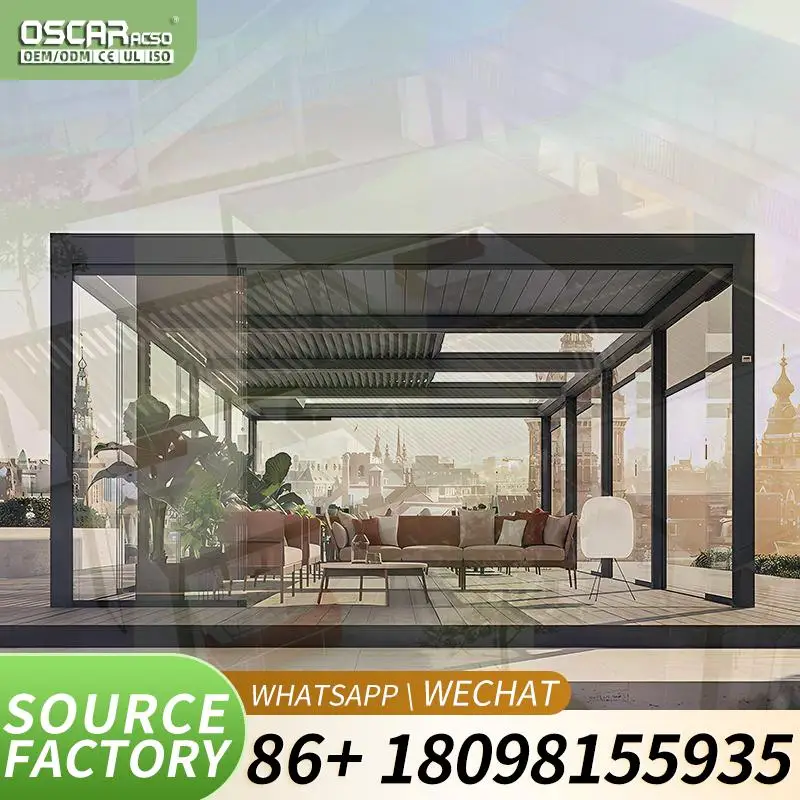 6m X 4m Outdoor Manual Louvre DIY Pergola System with Aluminum Structure for Patio Garden Balcony pergola