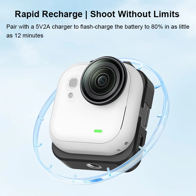 

for Insta360 GO Ultra Charging Dock with Cold Shoe & 1/4" Thread Mounts for LED Light Mic Tripod, Portable Charger Base