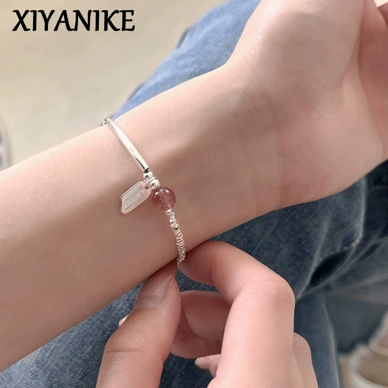 XIYANIKE Strawberry Pink Stone Bracelet For Women Girl Sweet Fashion New Jewelry Gift Party Daily Dropship pulseras mujer