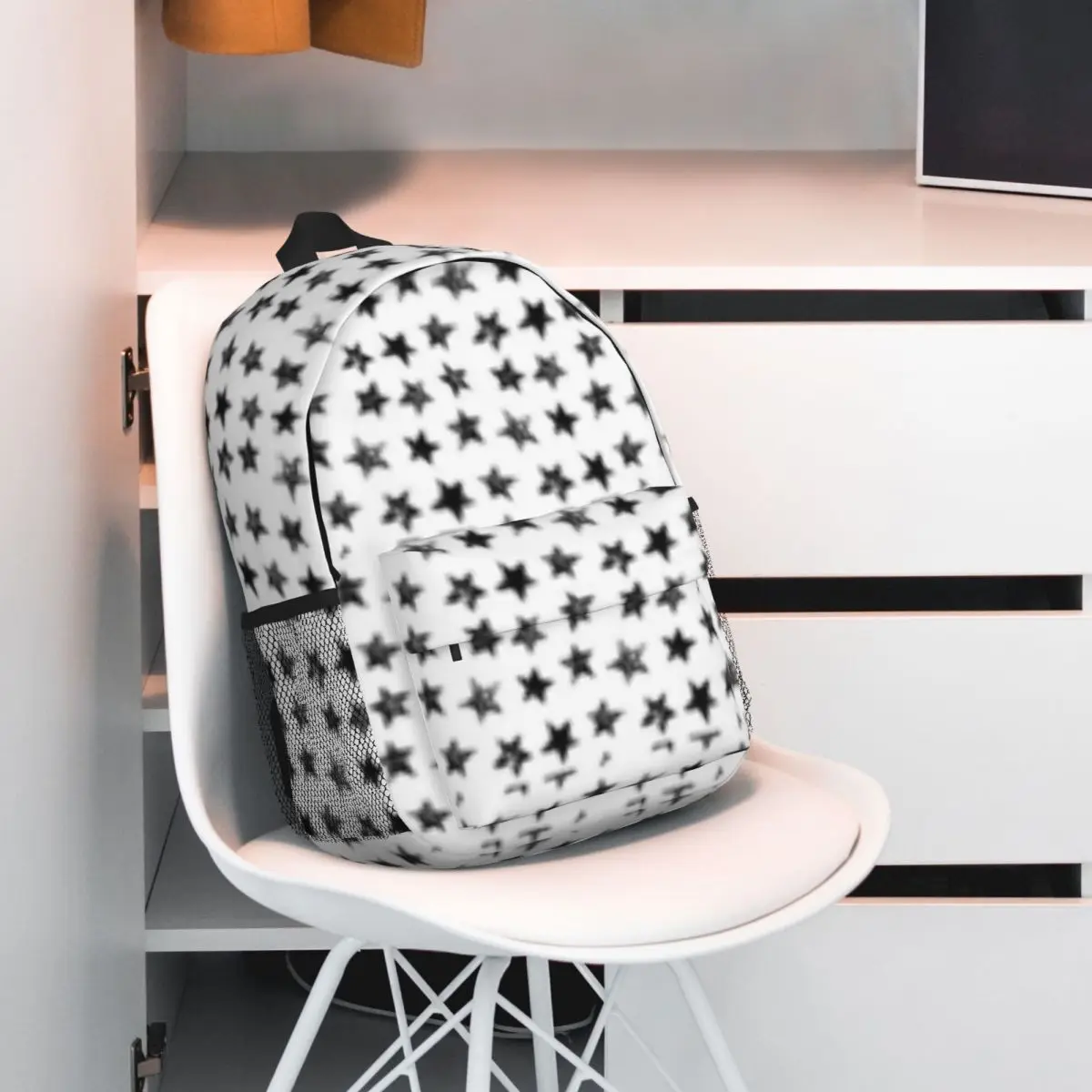 Black and White Stars New Fashionable Backpack Pattern School Bag Print Lightweight Backpack 15inch