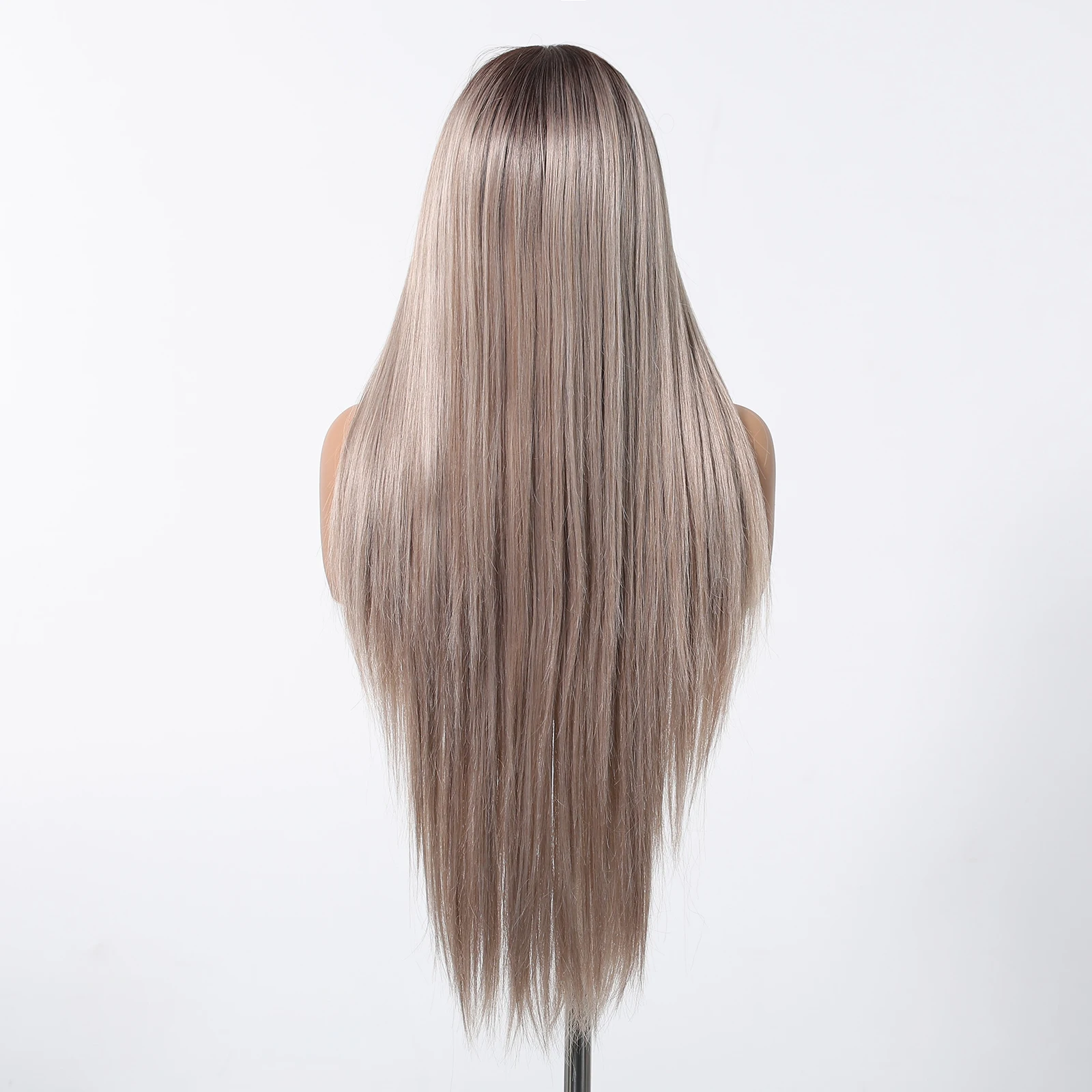 여성을위한 EASIHAIR 13*6 레이스 프론트 합성 가발 30 인치 긴 스트레이트 금발 플래티넘 가발 자연 헤어 라인 프리 파트 섬유