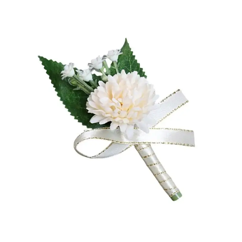 A52E Wedding Corsage Boutonniere Soft Corsage Flower Flower Flower Boutonnieres สำหรับเจ้าสาวและงานเลี้ยงดอกไม้เทียม