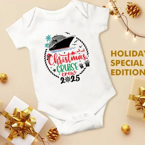 100% Cotton Baby Romper Christmas Cruise Crew 2025 Xmas Family Matching Clothes Merry Christmas Newborn Girl Boy Bodysuits