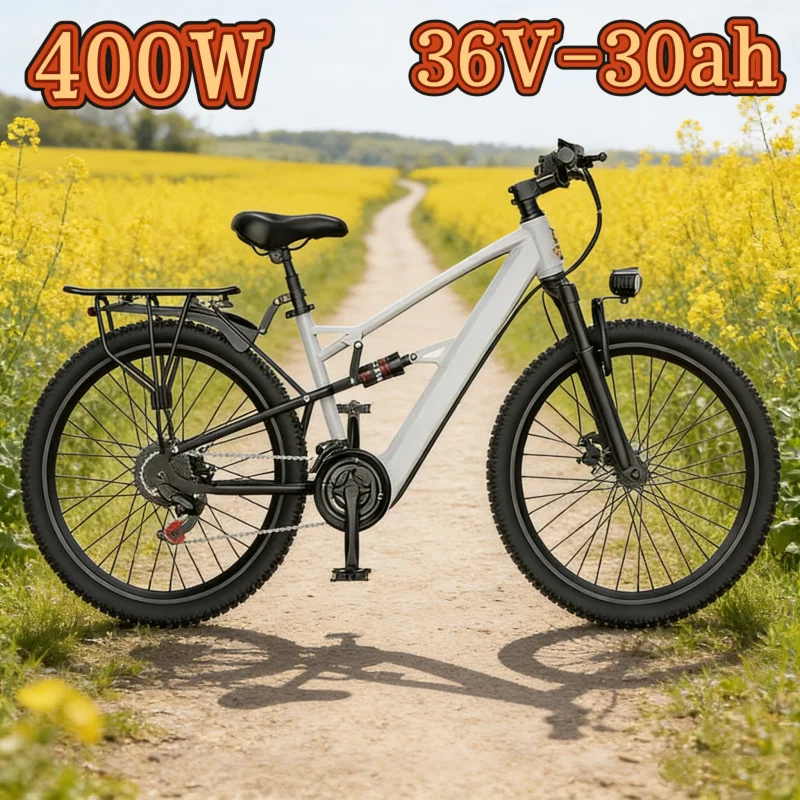 

New 26-inch ebike, 400W power 36V 30AH long-life battery electric bicycle, LCD instrument fashionable adult electric bike