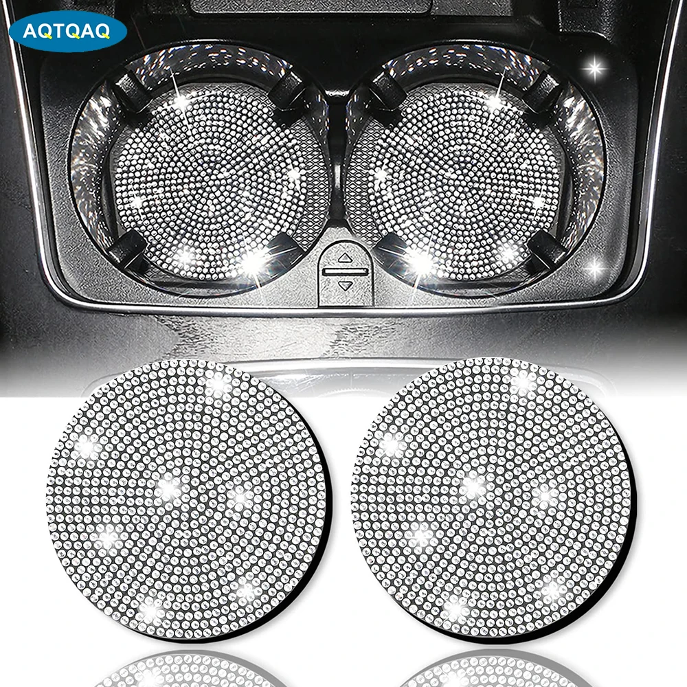 

2Pcs Bling Car Coasters for Cup Holders,Universal Crystal Rhinestone Car Cup Holder Coaster,Auto Anti-Slip Drink Insert Mat New