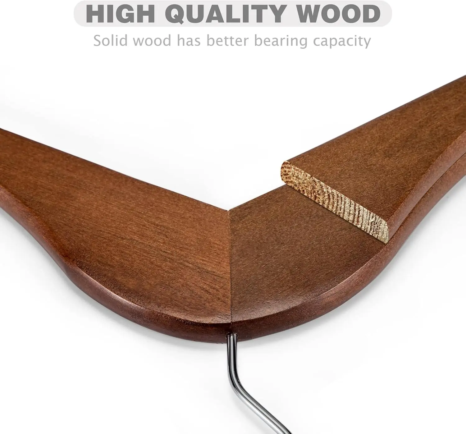 5/10/20Pcs Vintage Wooden Coat Hangers Smooth Wood Suit Hangers with Non Slip Pants Bar Hanging Rack Closet Organization view 5