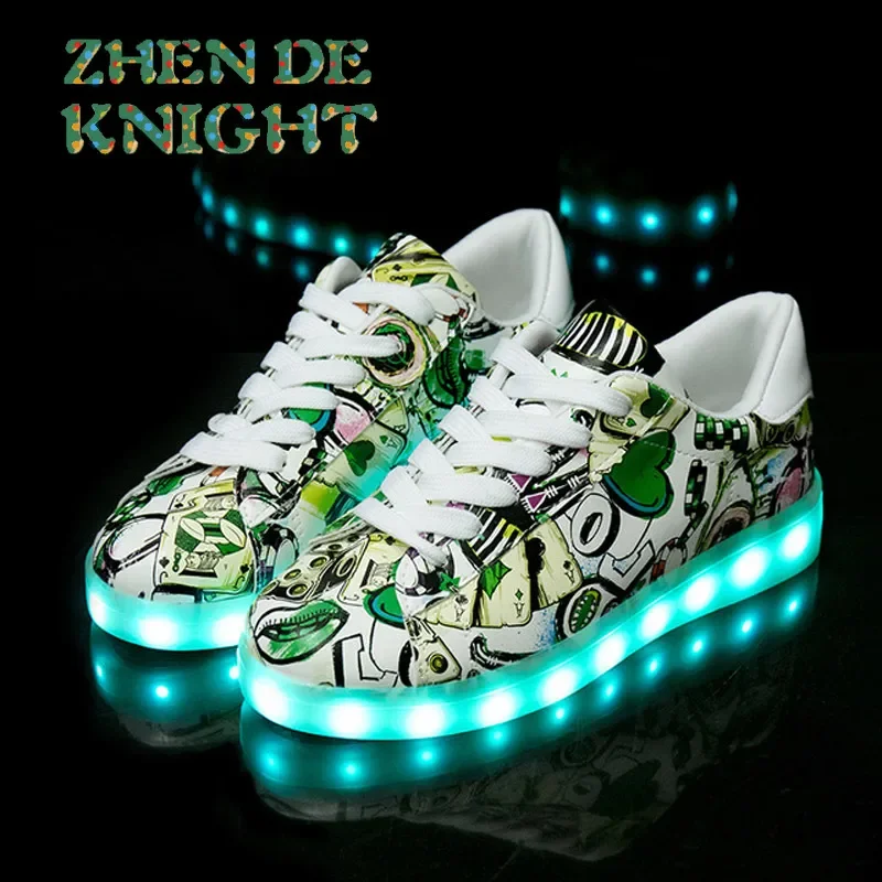 

Size 34-42 USB Charger Glowing Sneakers Luminous Sneakers Girls Breathable Shoes Children Led Casual Shoes Boys Led Slippers