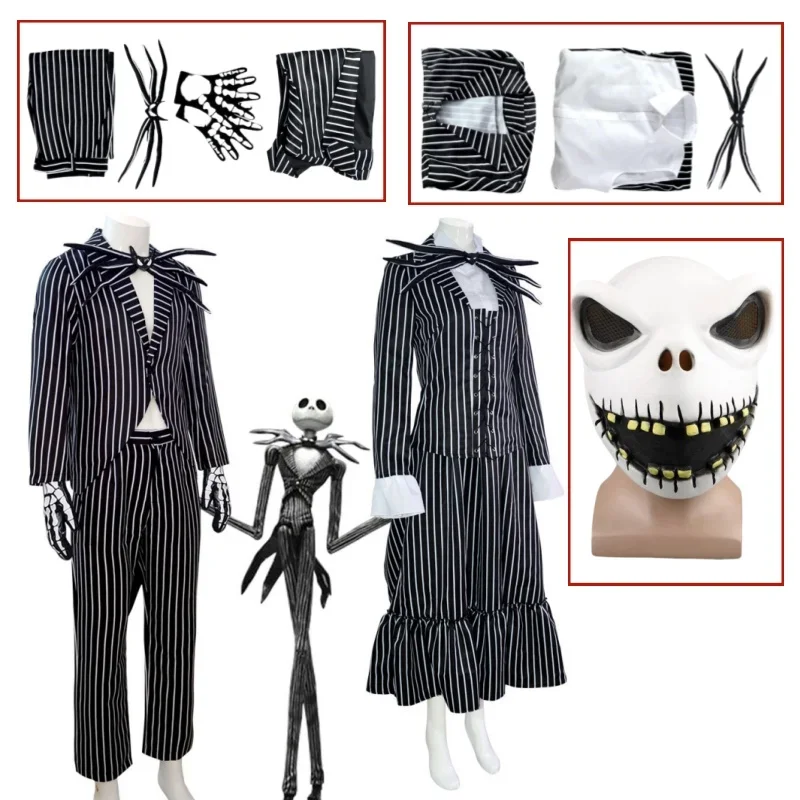 Jack Skellington Cosplay Nightmare Before Christmas Costume Jack Mask Uniform Clothes Costume Halloween Christmas