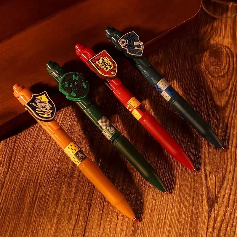 Hogwarts 0.5mm Gel Pen Gryffindor Slytherin Ravenclaw Hufflepuff Signature Pen Learning Stationery Desktop Decorations Gifts Toy