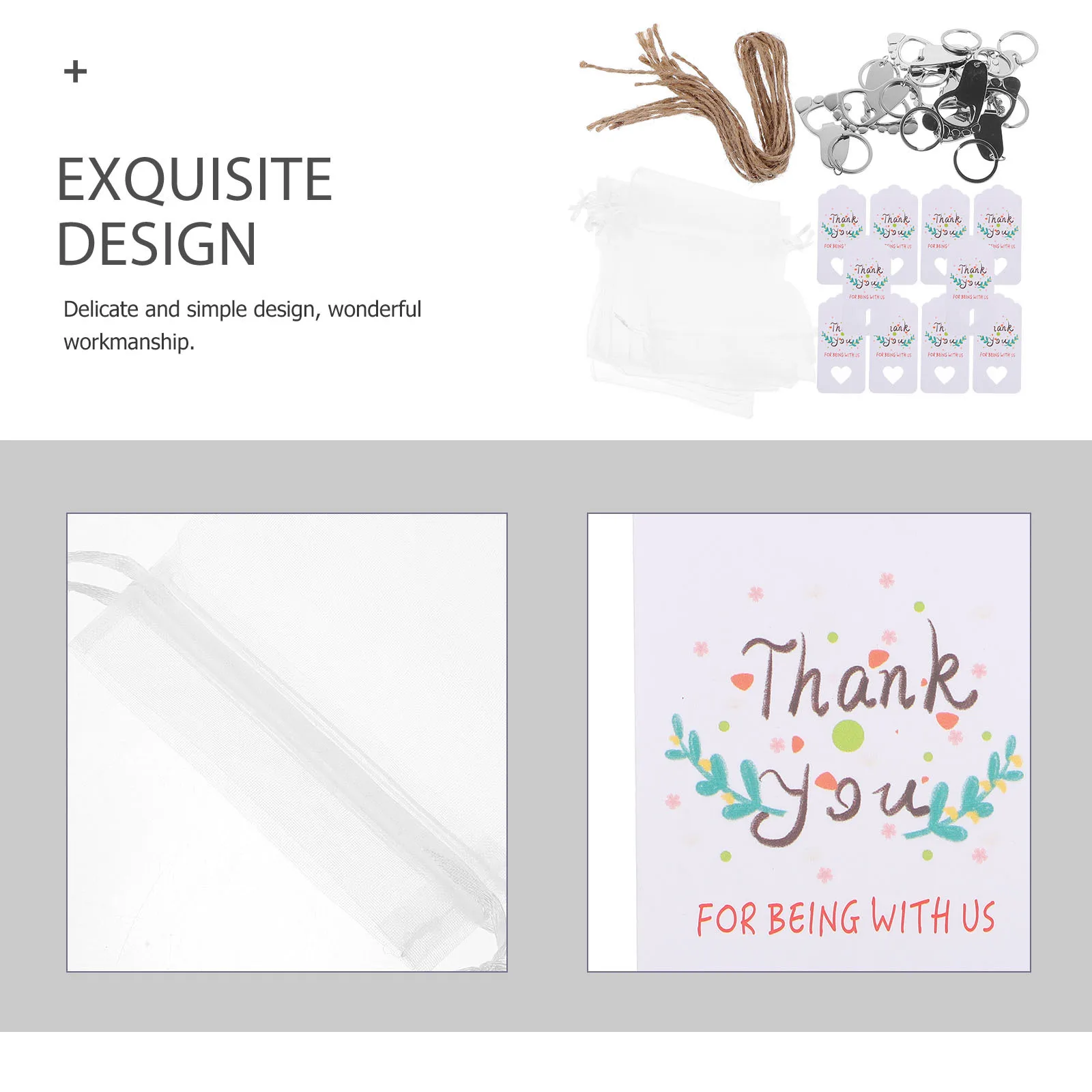 

10Sets Baby Shower Favors Cute Baby Footprint Keychain Bottle Openers Thank Tags Portable Storage Bags Party Favors Bulk