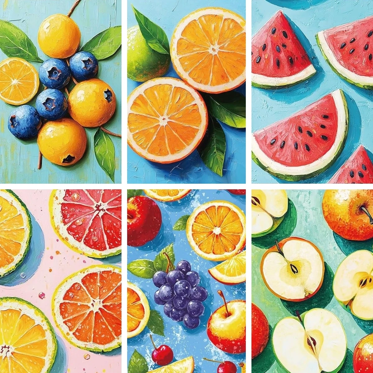 

Diamond Painting Full Drill Mosaic Abstract Fruit Slicing Apple Lemon Watermelon Wall Art DIY Embroidery Crafts for Adults
