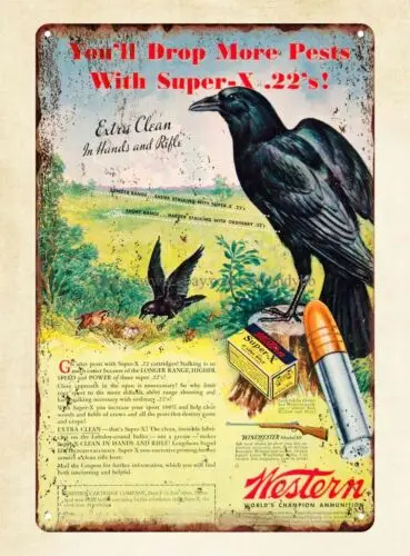 1 pcs,1936 ad Western Super-X .22 caliber long rifle shells metal tin sign metal sign