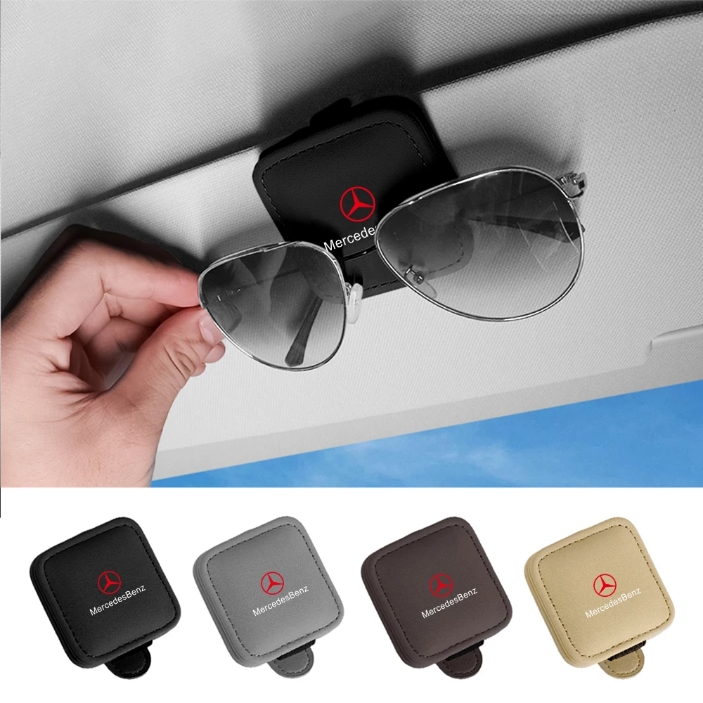 Car Glasses Clips Multifunction Auto Sun Visor Sunglasses Fixed Holder For Mercedes Benz B/C/E/S Class A Class C200L GLC GLK CLA