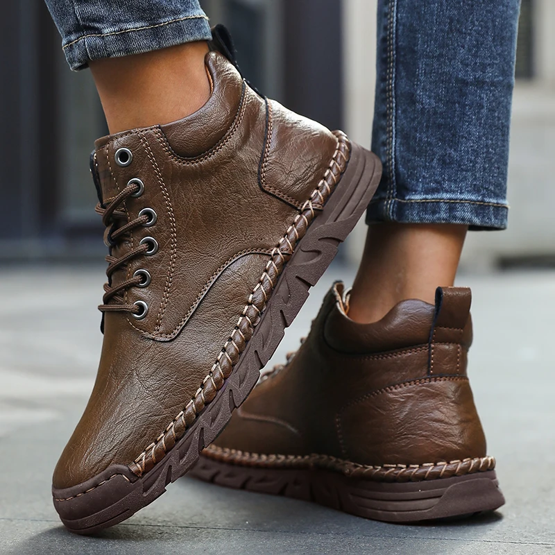 

Women's Barefoot Sports Shoes Handmade Men's Boots Ankle Winter Happy Shoes Autumn Outdoor Hiking Boots High Top Shoes Anti Slip