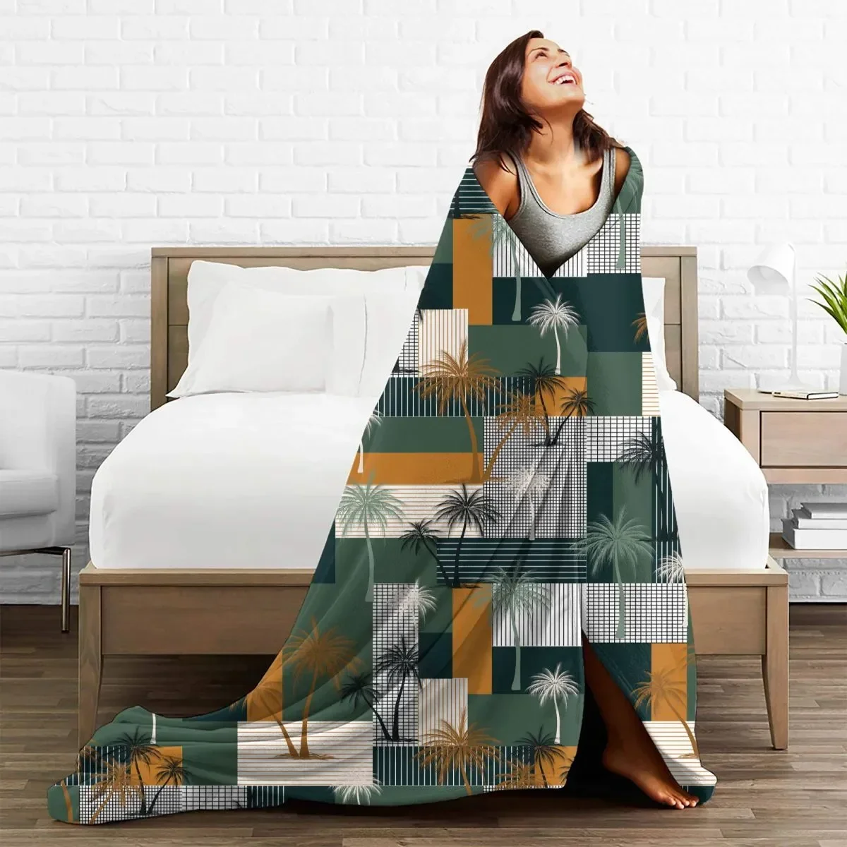 Hawaii Style Leaf Blankets Flannel Winter Multi-function Super Soft Throw Blanket for Bed Travel Bedspreads