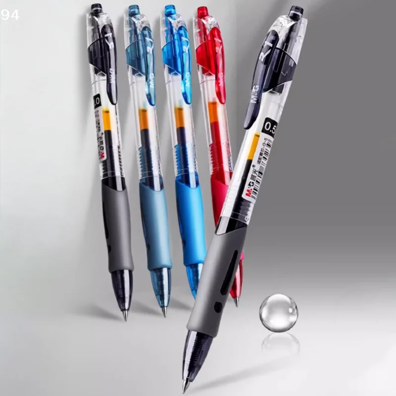 

Набор из 4 выдвижных гелевых ручек с черными/красными/синими/темно-синими чернилами, шариковые ручки для письма, сменные стержни, канцелярские принадлежности для офиса и школы