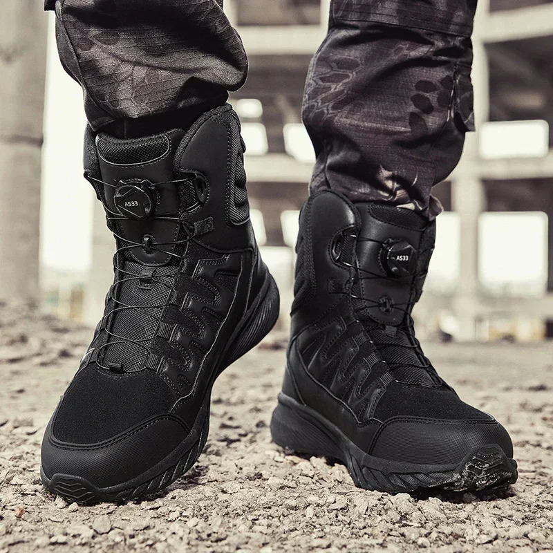

Pop New Men Tactical Boots Brand Army Boot Military Ankle Hiking Shoes Safety Desert Work Climbing Shoes Waterproof High Quality