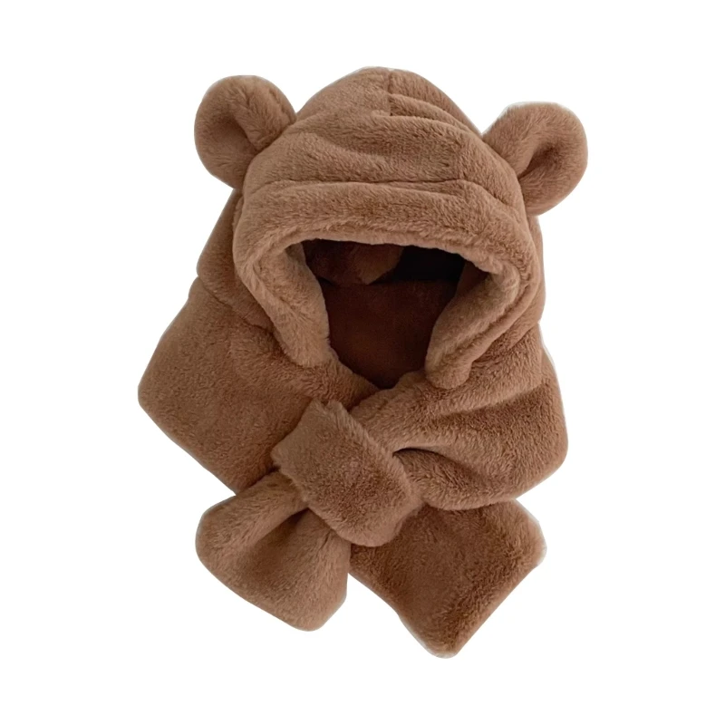 Cappello caldo sciarpa peluche antivento integrato simpatico fazzoletto da collo a forma cartone animato