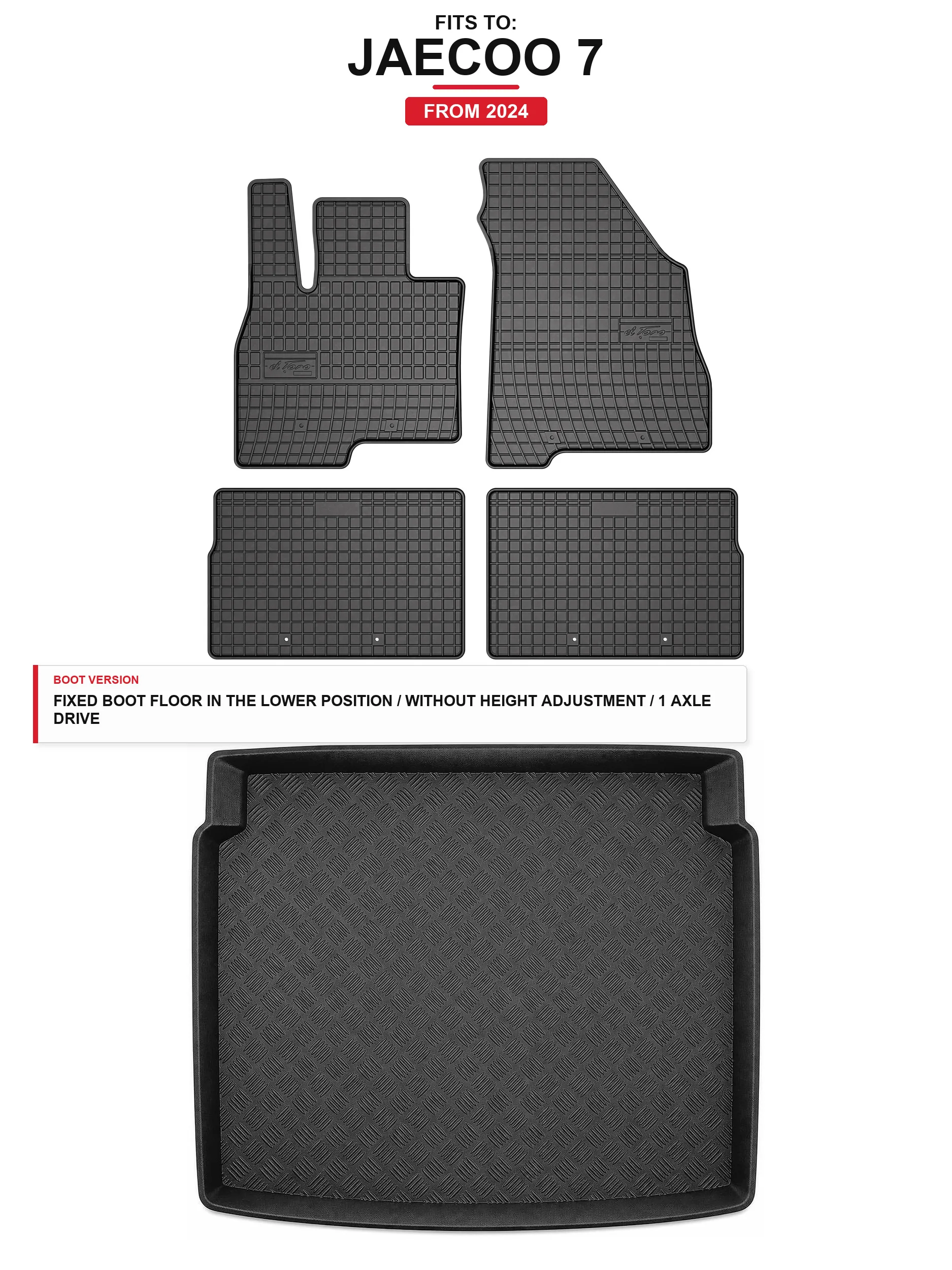 Solidpro Rubber Matten + Kofferbakmat Voor: Jaecoo 7 2024- 5 El.