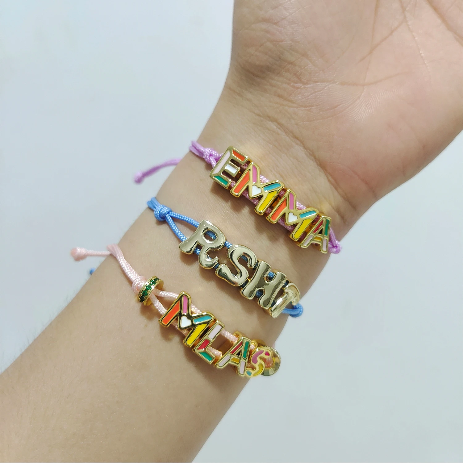 

Colorful Initial Bracelet DIY Custom Handmade Braided String Name Bracelet Women Charm Letter Sweet Jewelry Christmas Gift Girl
