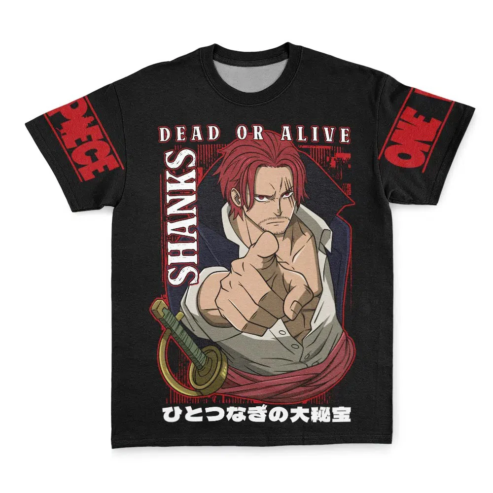 T-shirt Bandai One Piece « Red-Haired » Shanks Dead or Alive, imprimé anime, pour adultes et enfants, streetwear, été, séchage rapide, doux et léger
