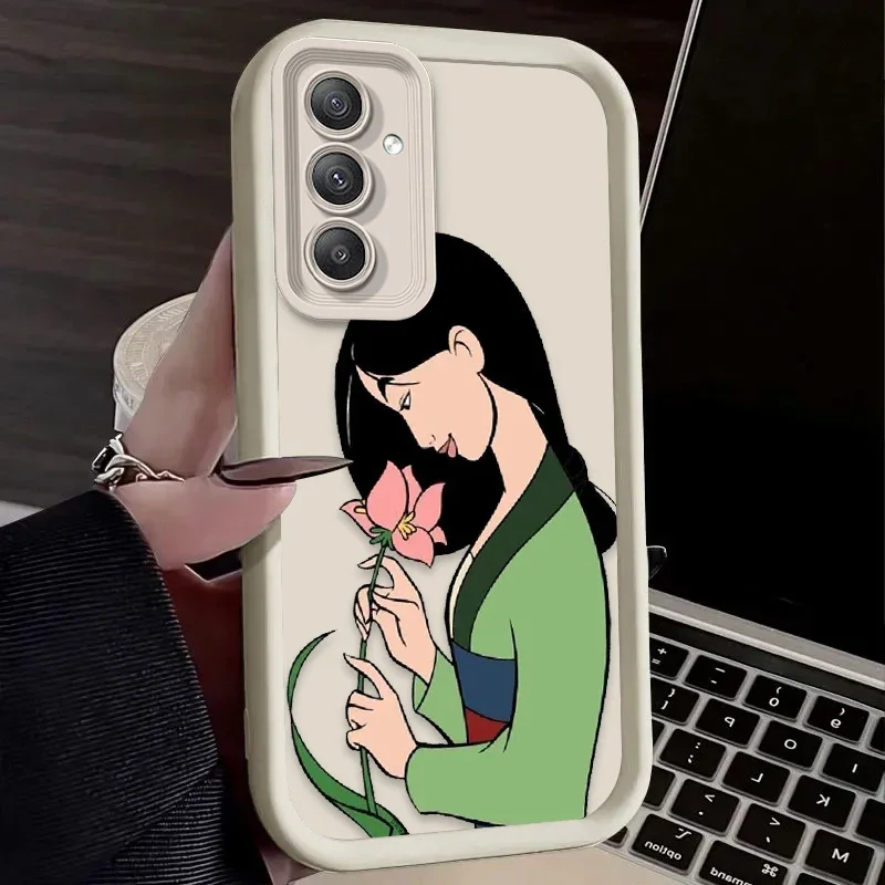 Disney dos desenhos animados mulan caso de telefone para samsung galaxy s25 s24 s23 ultra s22 s21 plus fe 5g a54 a34 a14 a73 a53 a33 5g capa macia