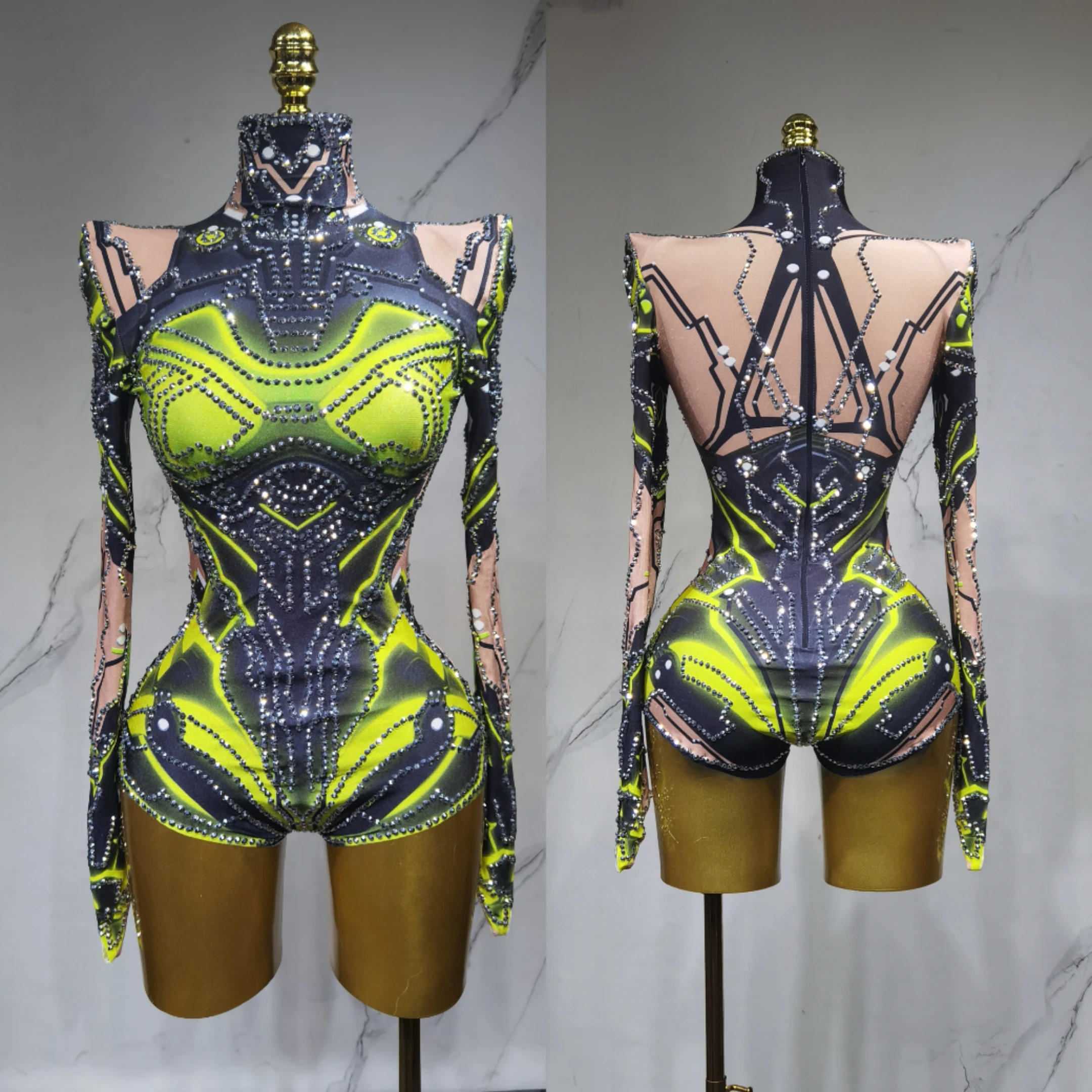 

Women's Sparkly High-Street Bodysuit for Dance Performance Singer Nightclub Evening Party Birthday Stage Outfit