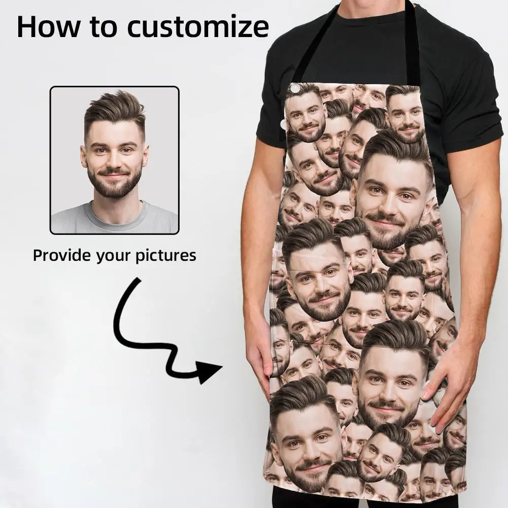 남녀공용 맞춤형 앞치마, 개인 맞춤 텍스트, 유니섹스 조절 가능한 포켓 앞치마, 요리사 주방 앞치마 선물