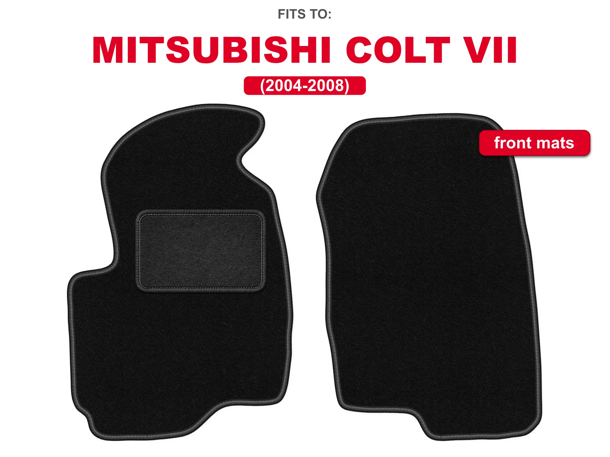 Velour vloermatten voor: Mitsubishi Colt VII 2004-2008 zwarte auto vloermatten set voor voertuigvloer