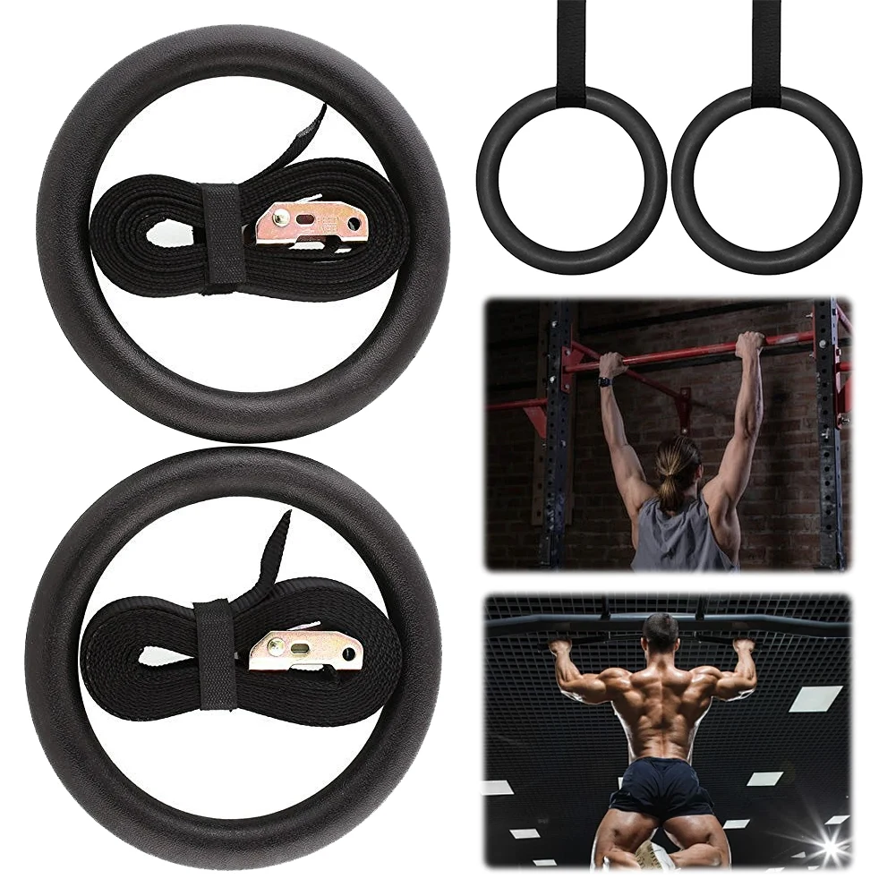 2Pcs Gymnastics Rings Pull up Handle Ring Heavy Duty Fitness Gym Rings Adjustable Strap Exercise Multi-Use for Strength Training