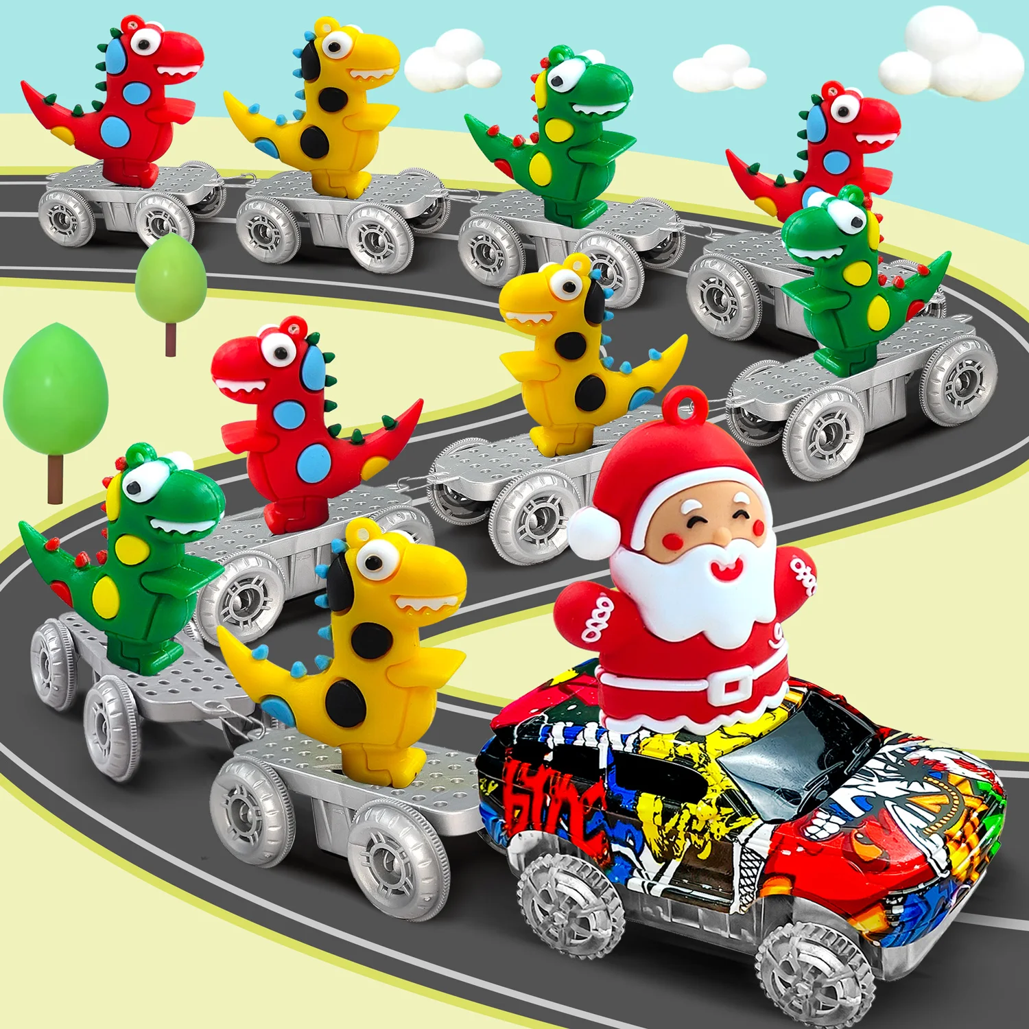 

Dinosaur Toys Race Tracks for Boys Kids Toys, Dino Car and Flexible Track Playset for Old Boys Girl Santa Claus Christmas Gift