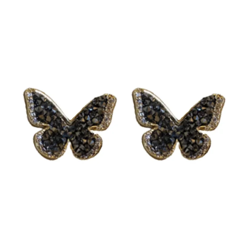 New Fashion Black Butterfly Zircon Earrings Female Vintage Punk Dark Style Crystal Summer Earrings Party Jewelry Gift for Women