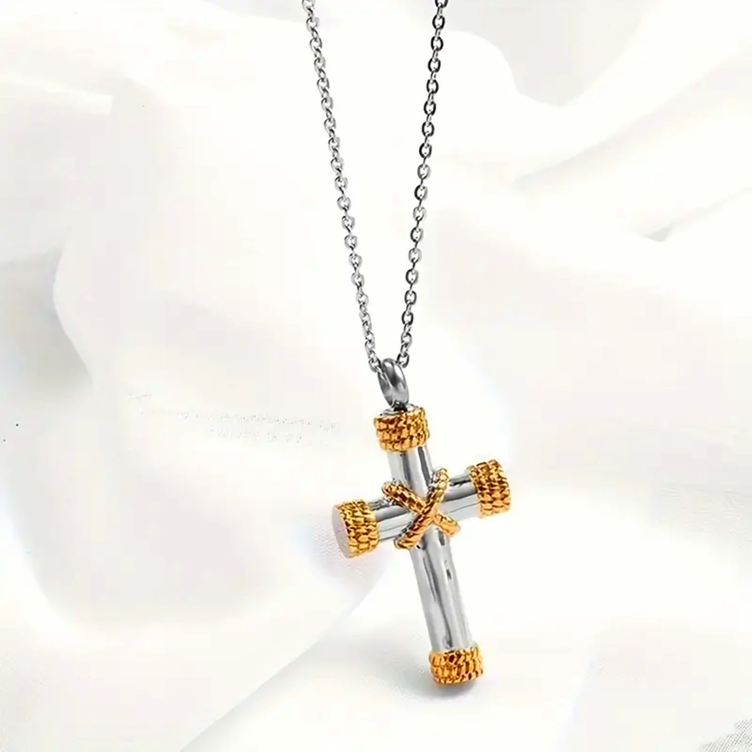 Cremation Jewelry for Ashes for Human Keepsake Stainless Steel Cross Memorial Pendant Cremation Urn Necklace for Human Ashes