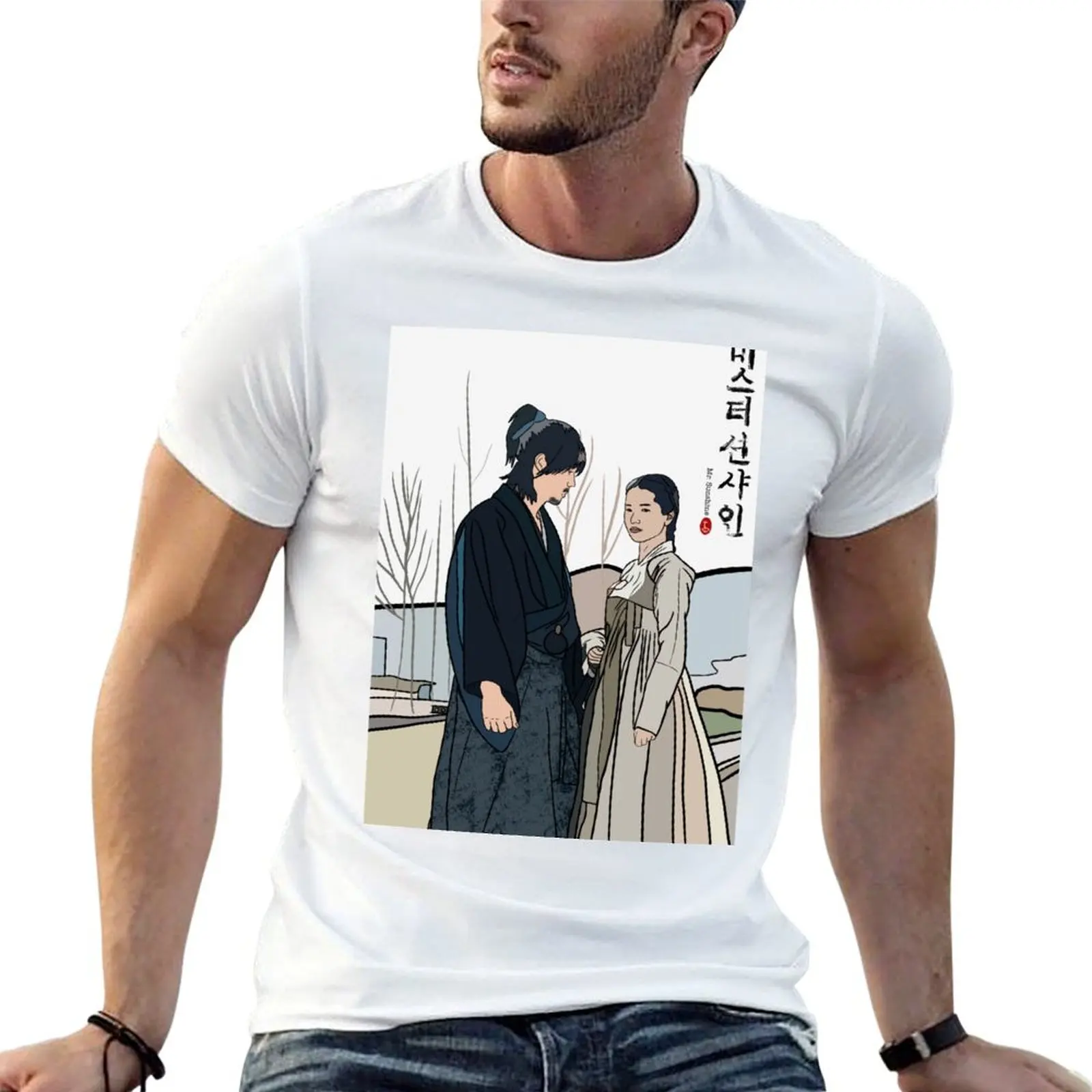 

for t poster shirts Mr tshirt 100% Kdrama pop g cotton men art Sunshine- man T-Shirt