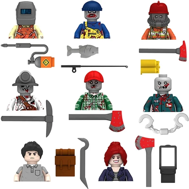 MOC Military Building Blocks Soldiers Figure Halloween Series Biochemical Factory Firefighters Mutations Survivors Zombies Toys