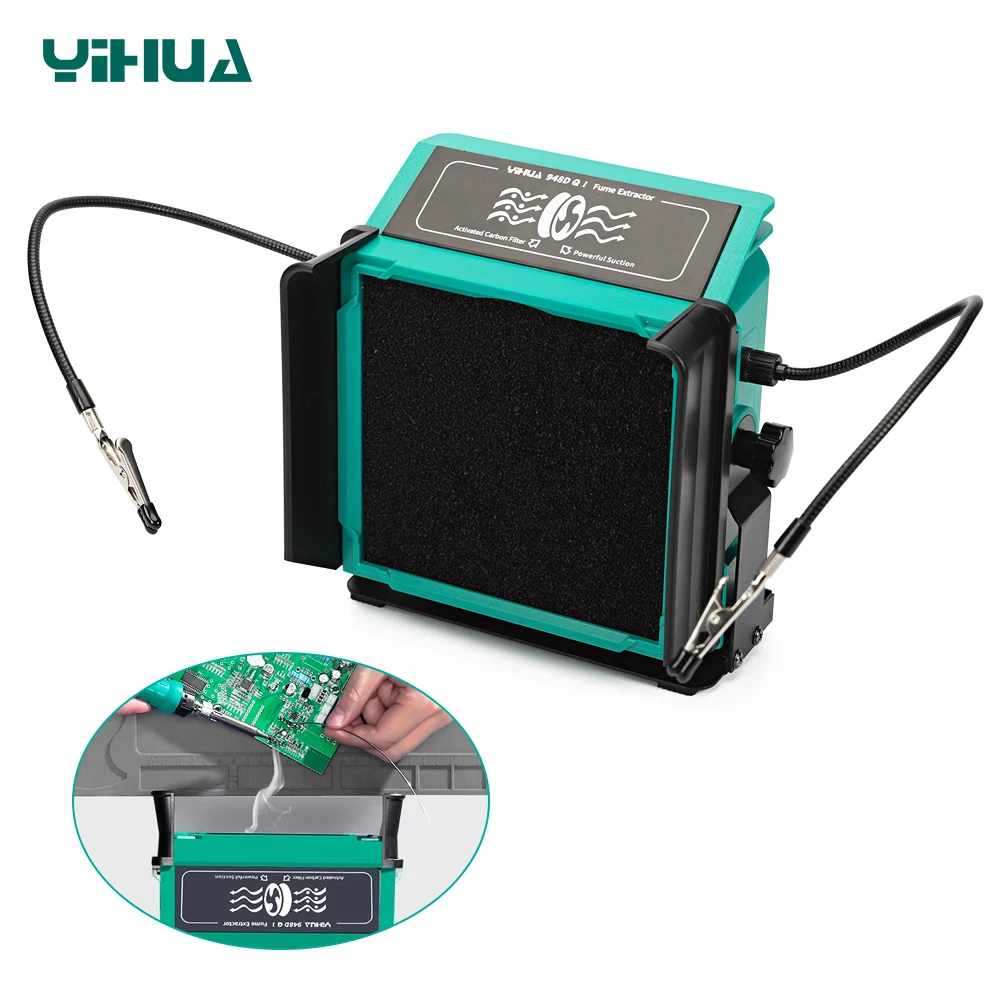 

YIHUA 948DQ-I: Фильтр-вымыватель дыма для паяльной станции с 2 вспомогательными рукавами и вентилятором для DIY-работ