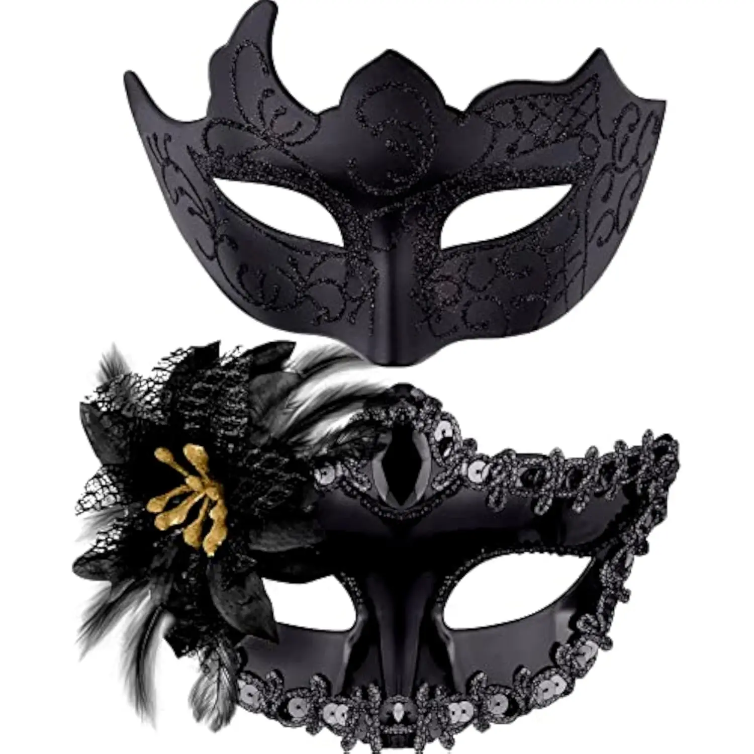 Couple Masquerade Masks Set Venetian Party Mask Plastic Halloween Costume Mask Mardi Gras Mask for Women and Men